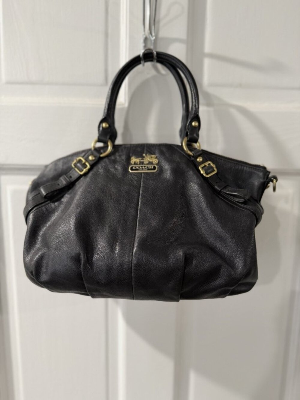 COACH BLACK LEATHER SOPHIA SATCHEL - Picture 8 of 11